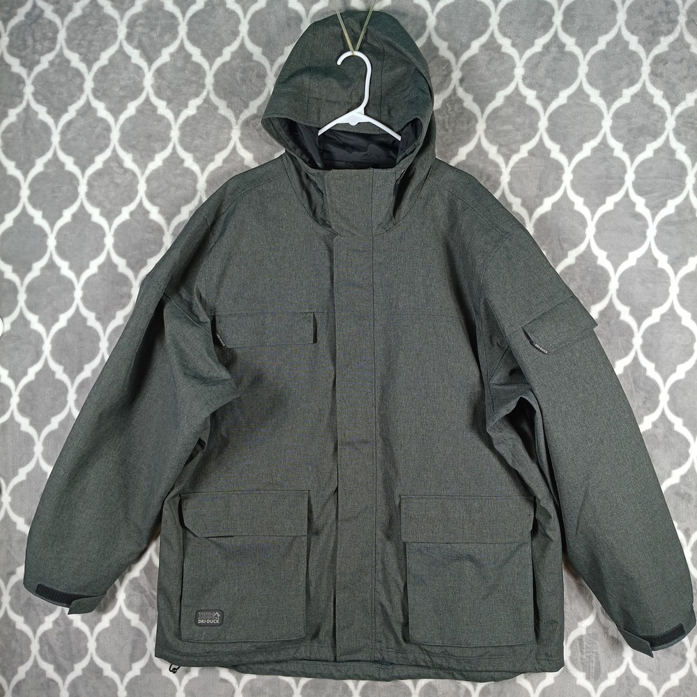 Dri Duck Jacket Men XL Gray Rain Coat No Liner Workwear Outdoor Storm Shell